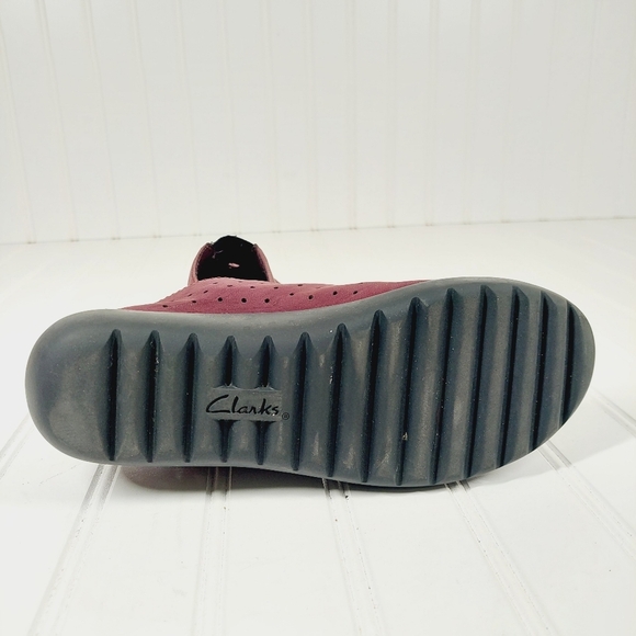 Clarks Collection Women Burgundy Suede Nubuck Slip On Suede Loafers B89 - Picture 10 of 11